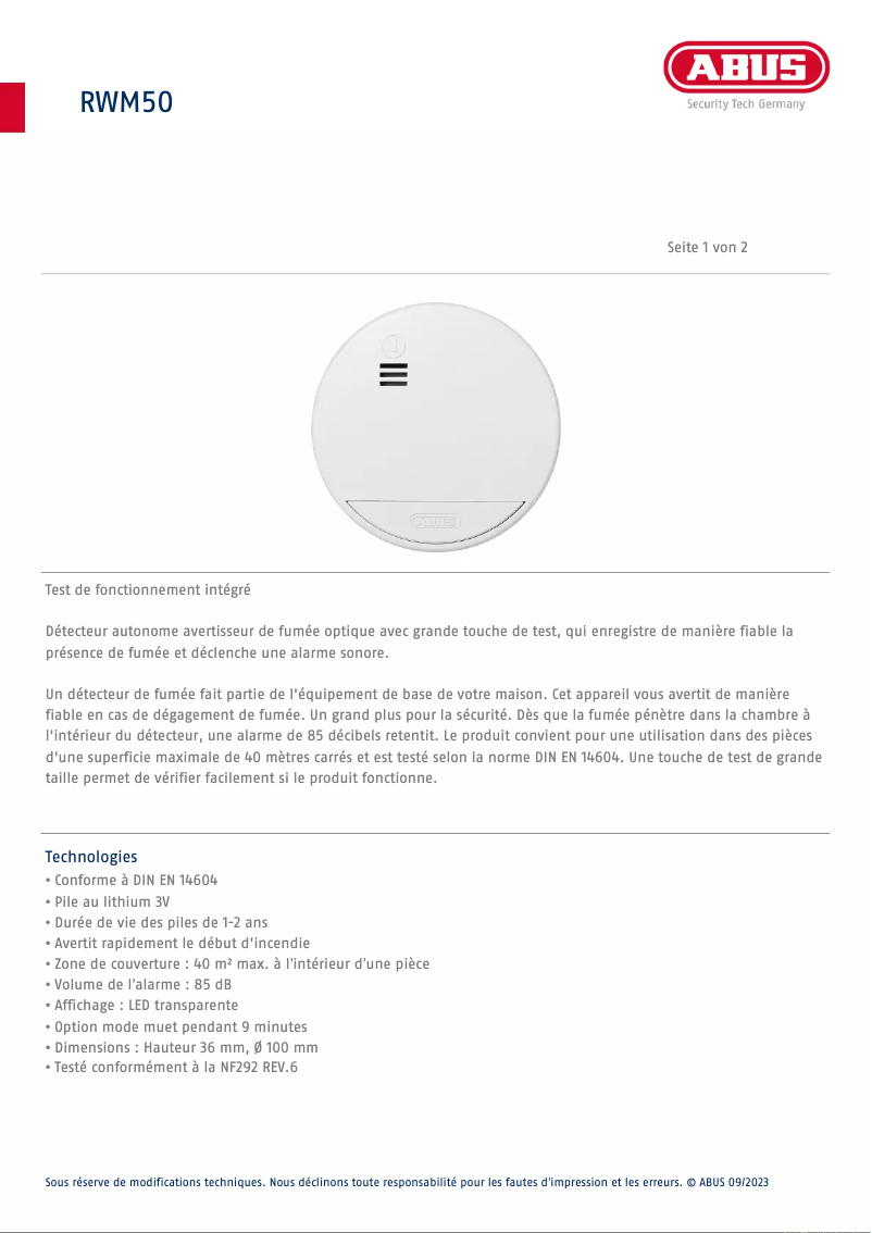 Image de la première page du manuel de l'appareil RWM50