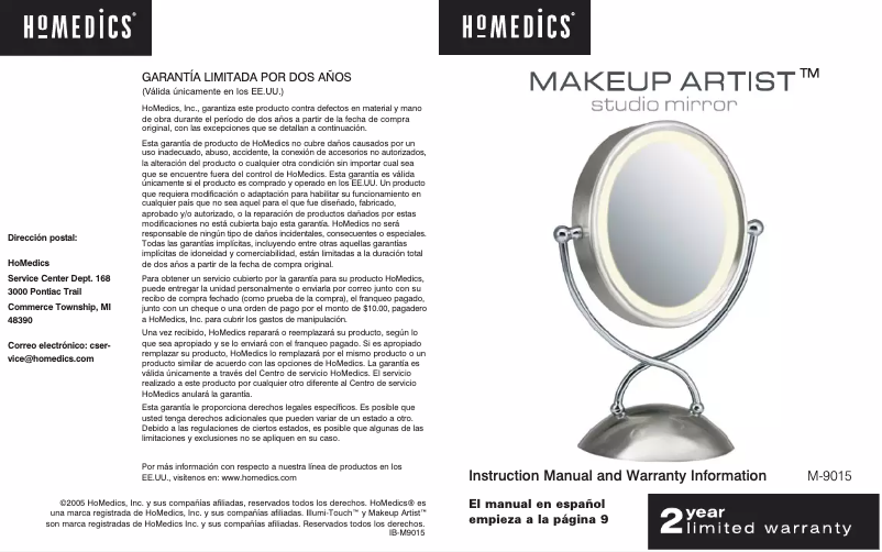 Page 1 de la notice Manuel utilisateur Homedics M-9015