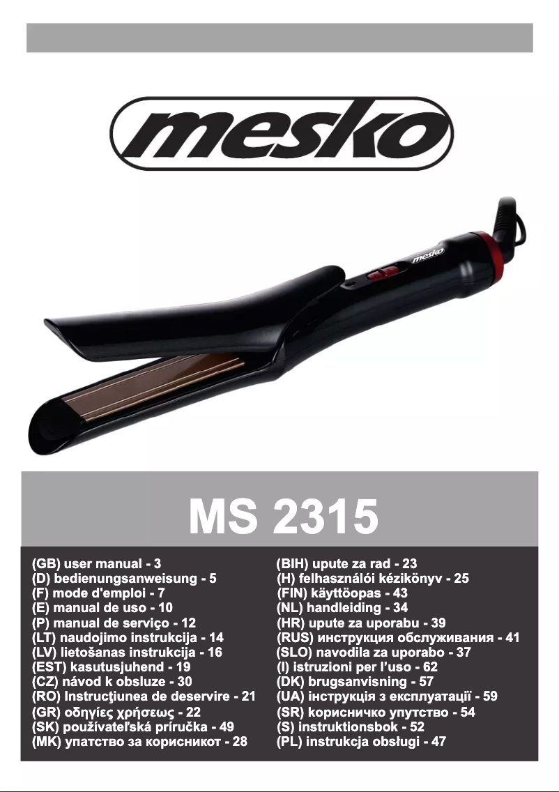 Page 1 of the manual User Manual Mesko MS 2315