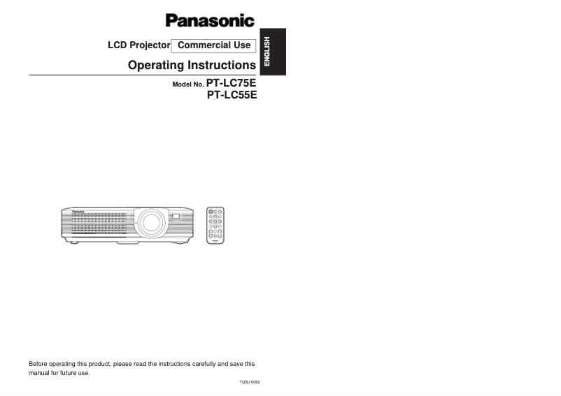 Page 1 of the manual User Manual Panasonic PT-LC75E