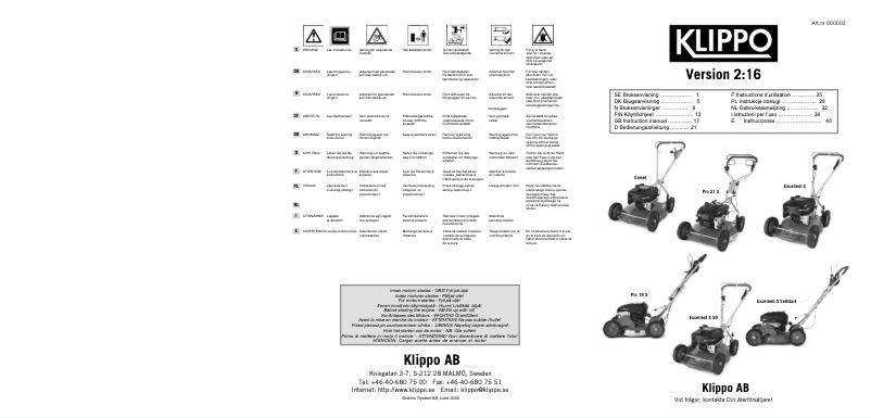 Page 1 de la notice Manuel utilisateur Klippo Comet