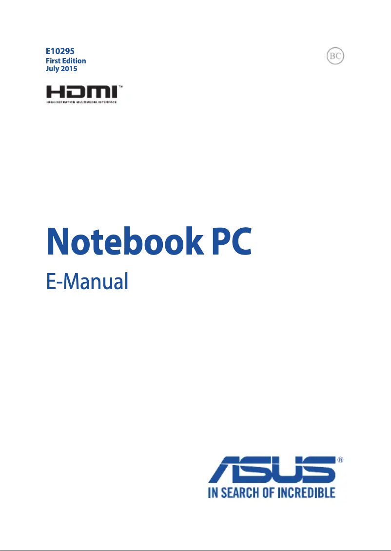 Page 1 de la notice Manuel utilisateur Asus VivoBook R558UB