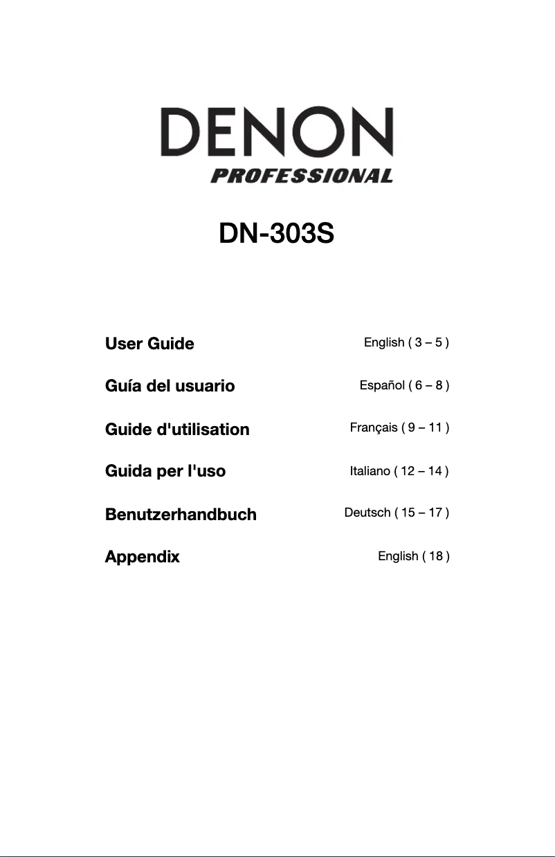 Page n°1 - Manuel utilisateur Denon DN-303S