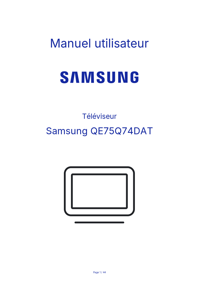 Image de la première page du manuel de l'appareil QE75Q74DAT