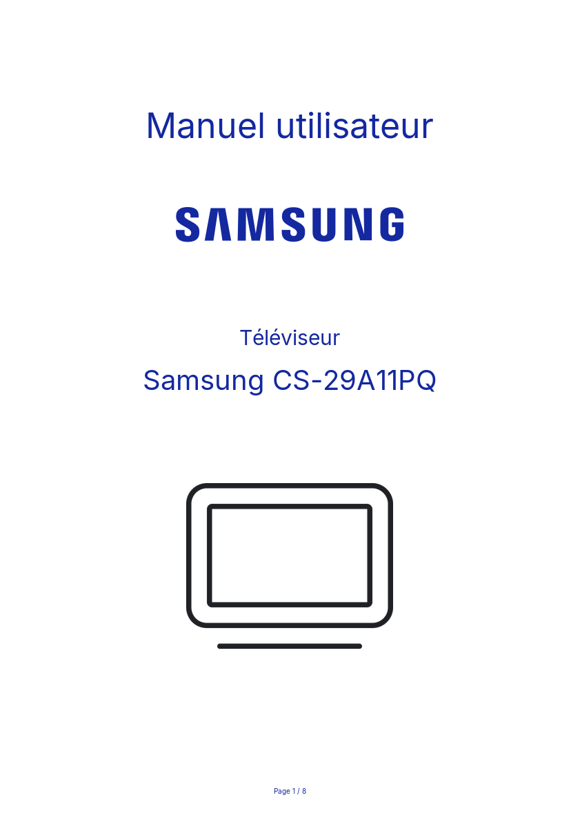 Page n°1 - Manuel utilisateur Samsung CS-29A11PQ