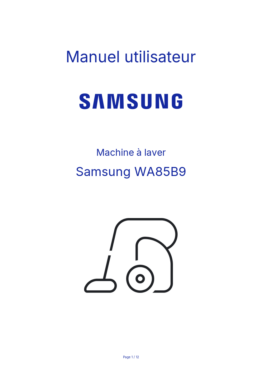 Page n°1 - Manuel utilisateur Samsung WA85B9