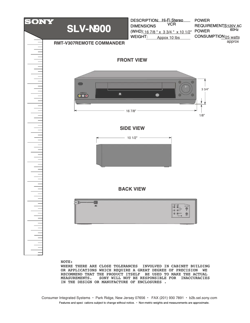 Page 1 de la notice Guide d'installation Sony SLV-N900