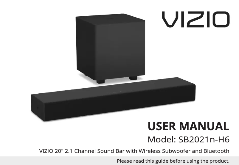 Page 1 de la notice Manuel utilisateur VIZIO SB2021N-H6
