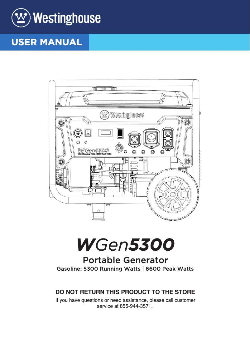 Page 1 de la notice Manuel utilisateur Westinghouse WGen5300