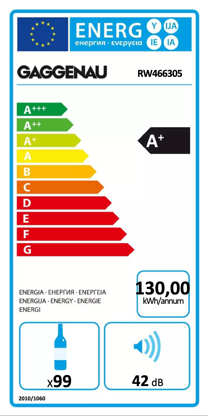 Page n°1 - Label énergétique Gaggenau RW466305