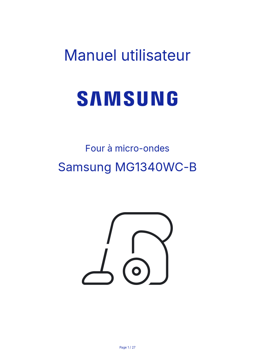 Image de la première page du manuel de l'appareil MG1340WC-B