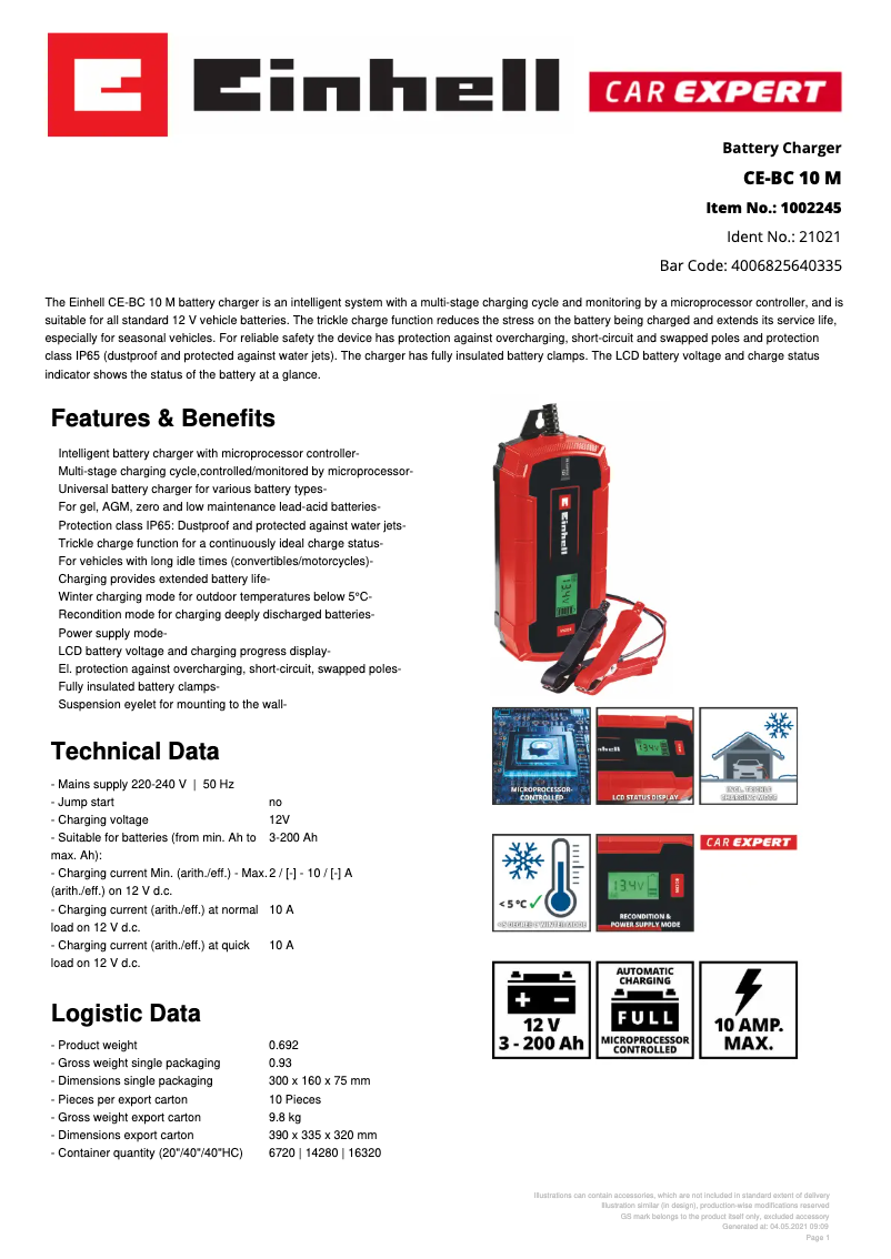 Image de la première page du manuel de l'appareil CE-BC 10 M