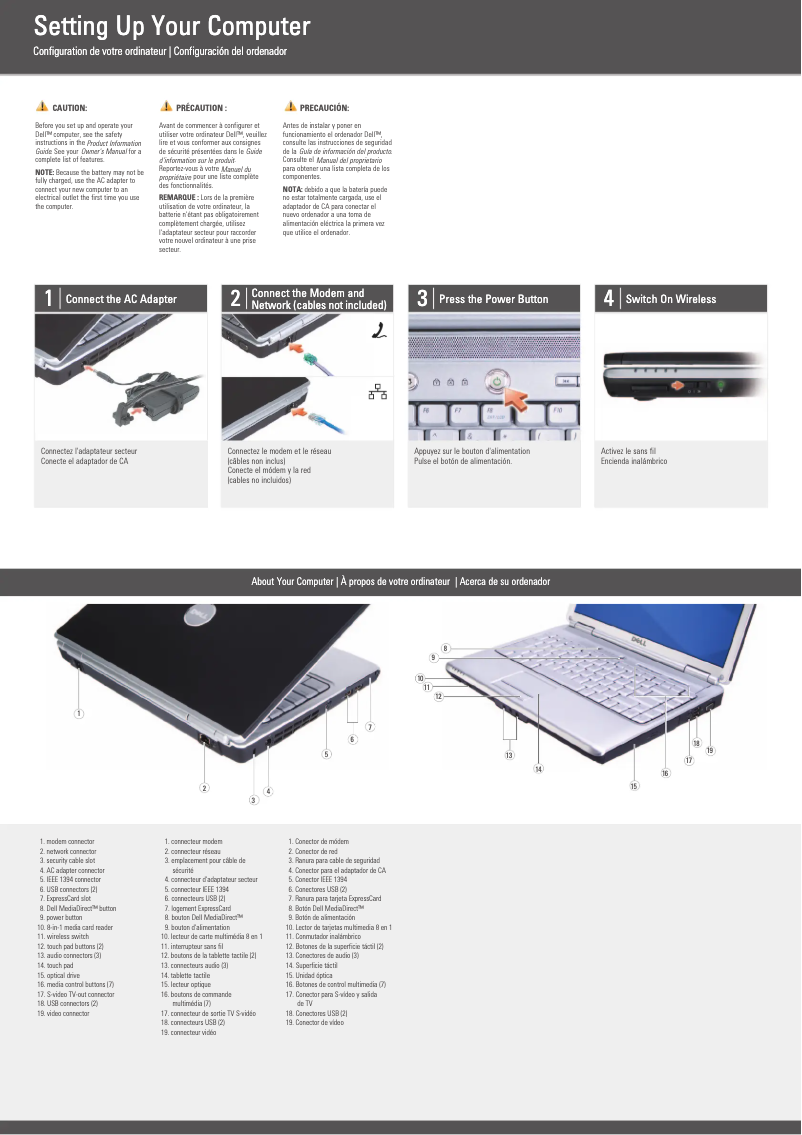 Page 1 de la notice Guide d'installation Dell Inspiron 1420