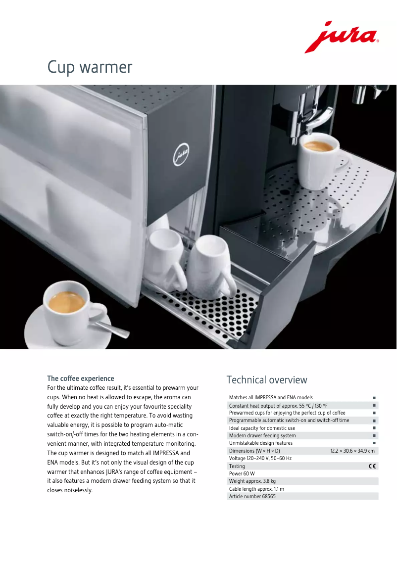 Page n°1 - Fiche technique Jura Cup Warmer