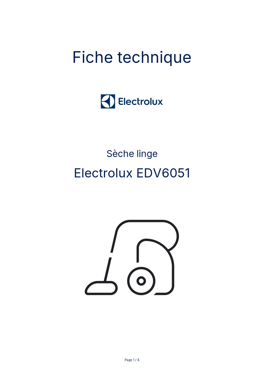 Page n°1 - Fiche technique Electrolux EDV6051