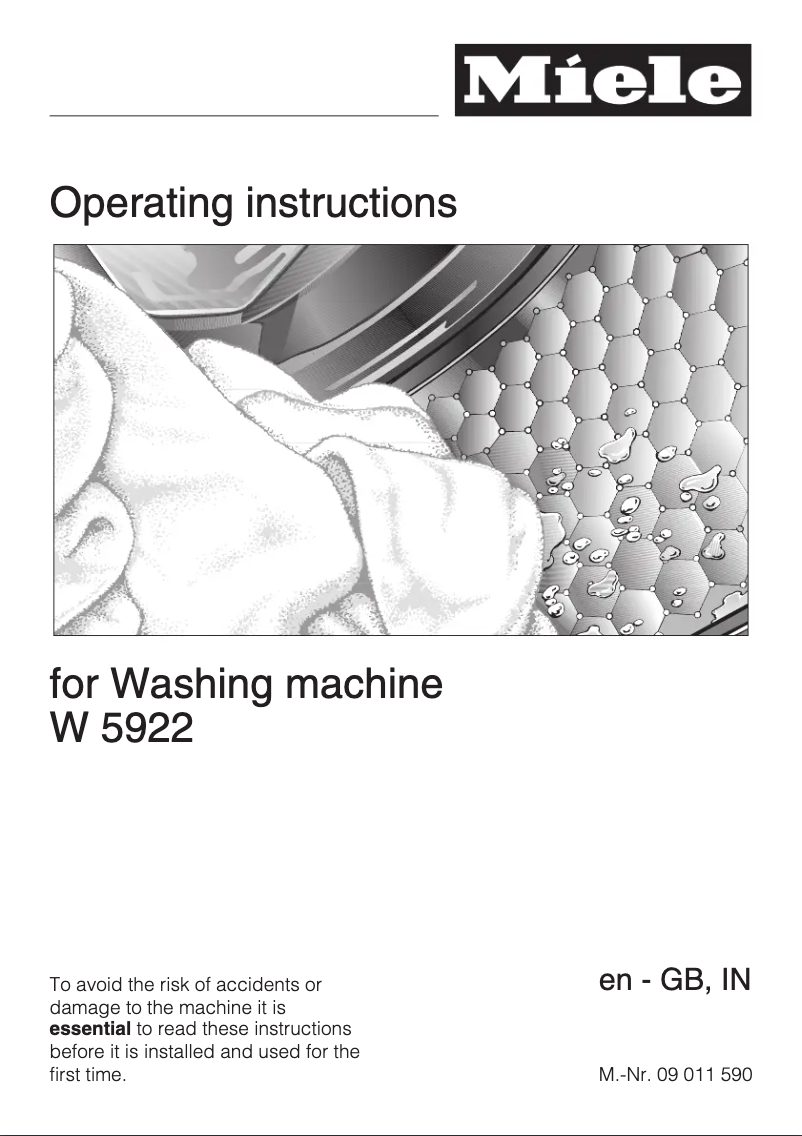 Page n°1 - Manuel utilisateur Miele W 5922 WPS
