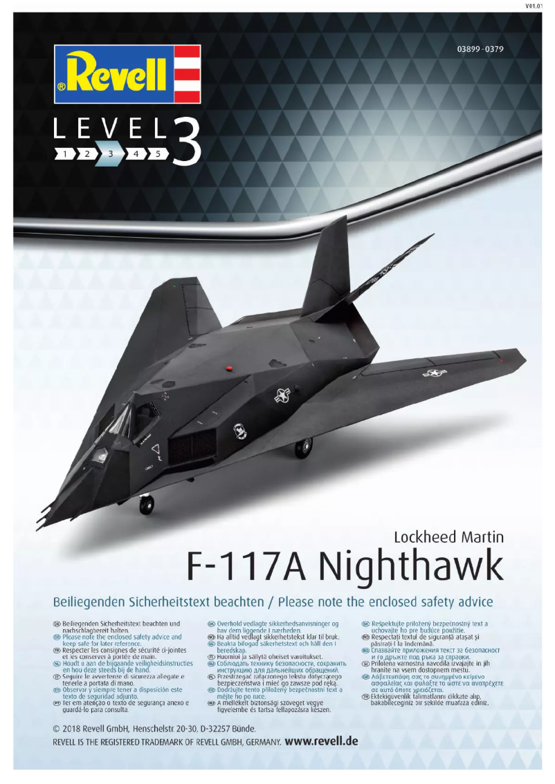 Page 1 de la notice Manuel utilisateur Revell F-117A Nighthawk Stealth Fighter