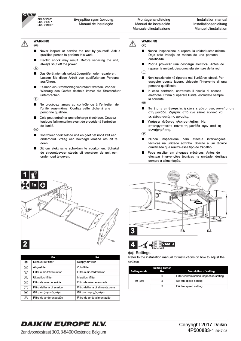 Page 1 de la notice Guide d'installation Daikin VAM350J7VEB