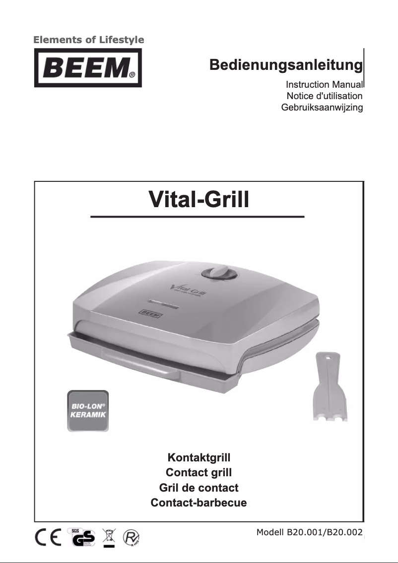 Page n°1 - Manuel utilisateur BEEM Vital-Grill