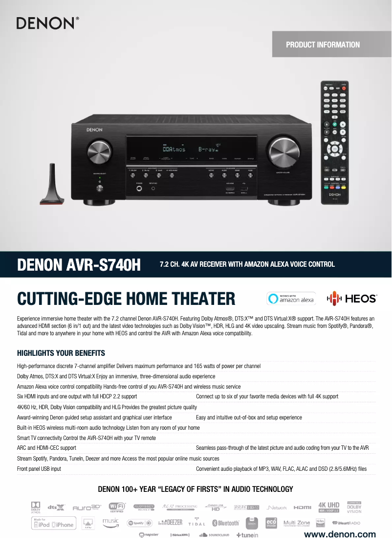 Image de la première page du manuel de l'appareil AVR-S740H