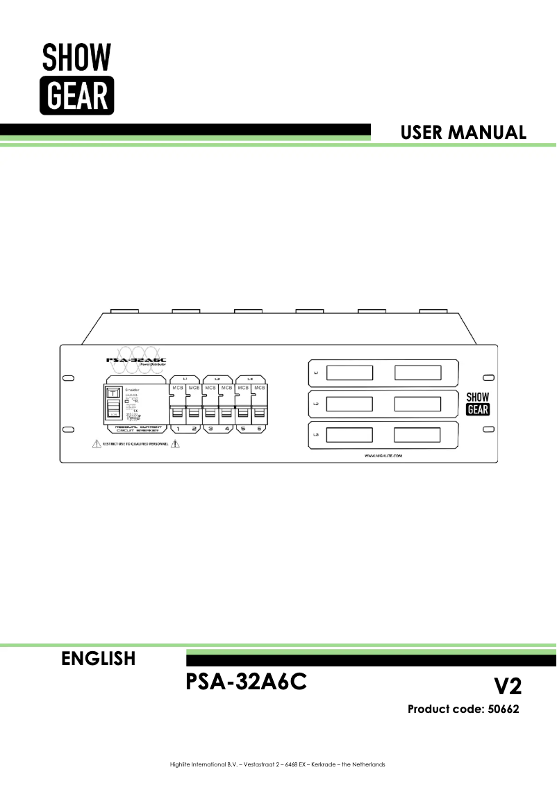 Page 1 de la notice Manuel utilisateur Showtec PSA-32A6C