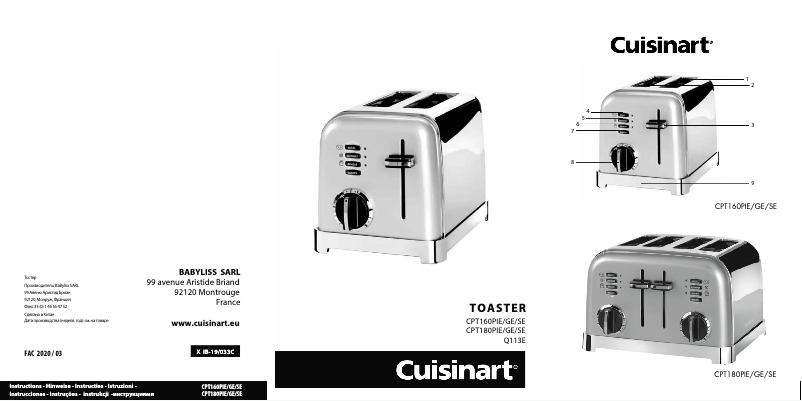 Página 1 del manual Manual de usuario Cuisinart Metal Classic CPT-180
