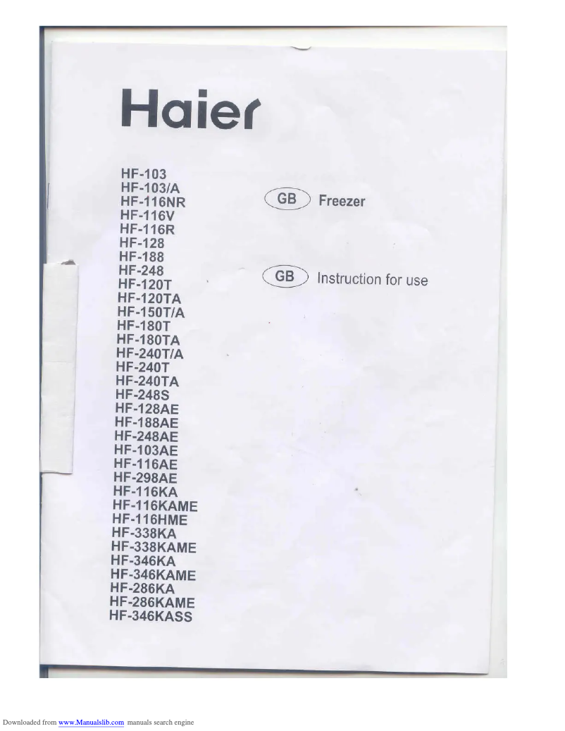 Page 1 de la notice Manuel utilisateur Haier HF-346KASS
