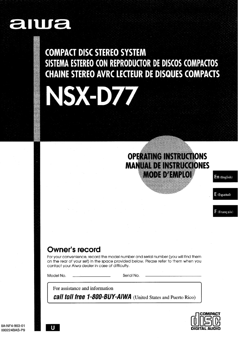 Page n°1 - Manuel utilisateur Aiwa NSX-D77