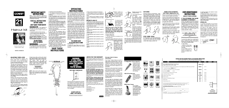 Page 1 de la notice Manuel utilisateur Conair HC200GB