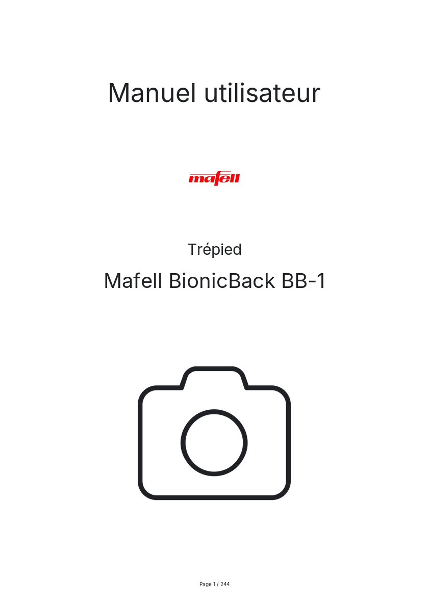 Page n°1 - Manuel utilisateur Mafell BionicBack BB-1