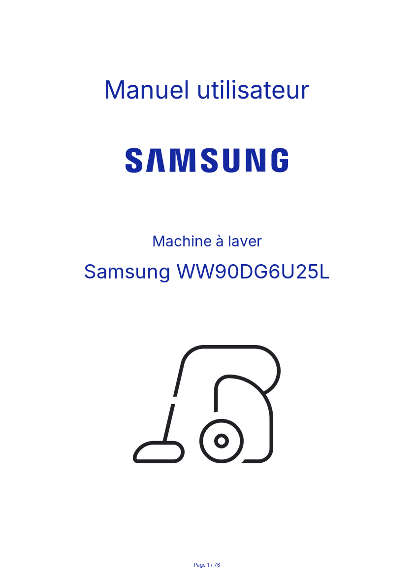 Page n°1 - Manuel utilisateur Samsung WW90DG6U25L
