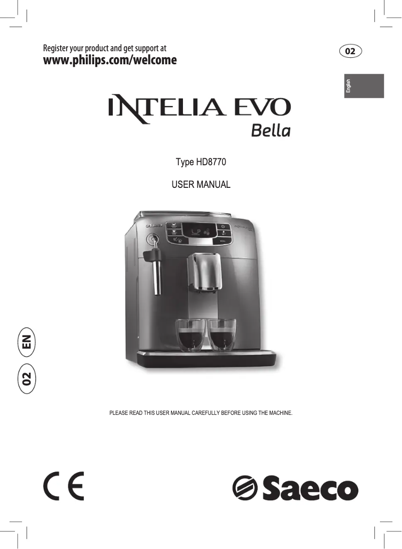 Image de la première page du manuel de l'appareil Saeco Intelia Evo Bella HD8770
