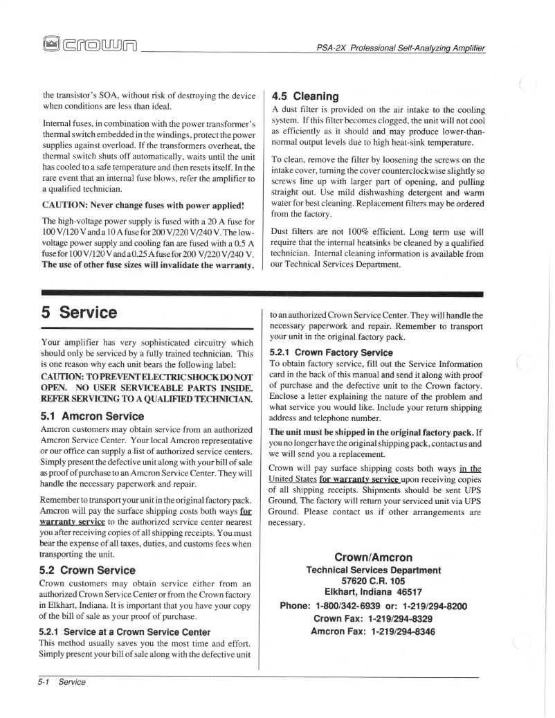 Page 1 de la notice Manuel utilisateur Crown PSA-2X