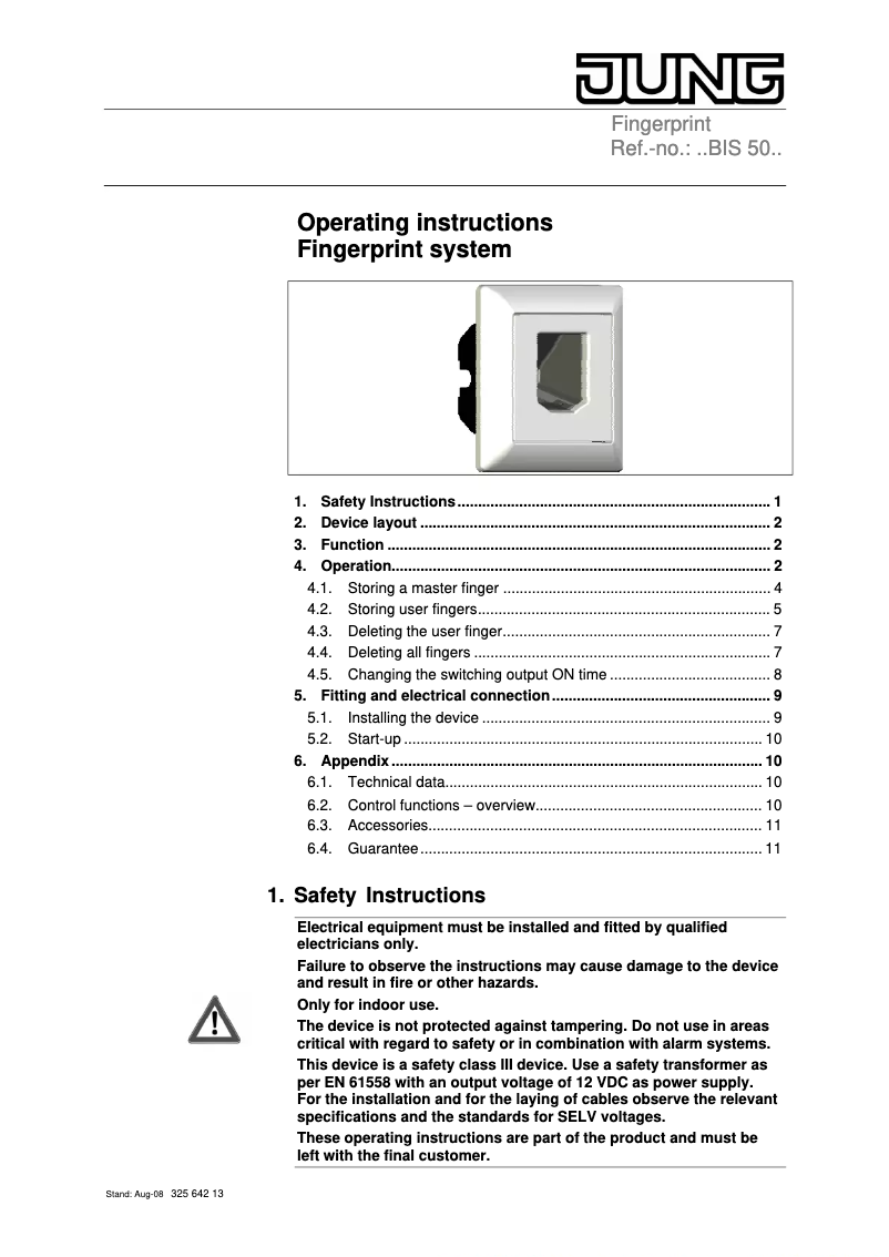 Page 1 de la notice Manuel utilisateur JUNG ABIS50