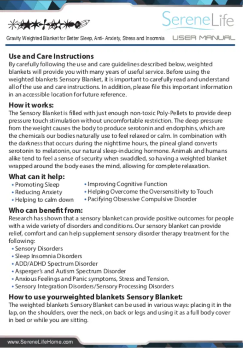 Page 1 de la notice Manuel utilisateur SereneLife SLHVBLKT20