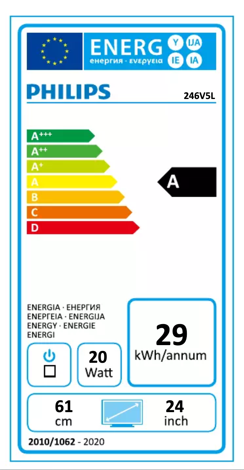 Page n°1 - Label énergétique Philips 246V5LHAB