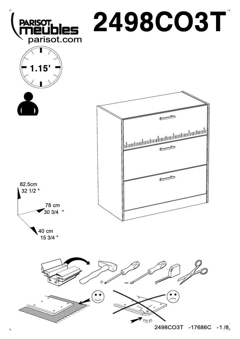 Page 1 de la notice Manuel utilisateur Parisot Charly 2498CO3T