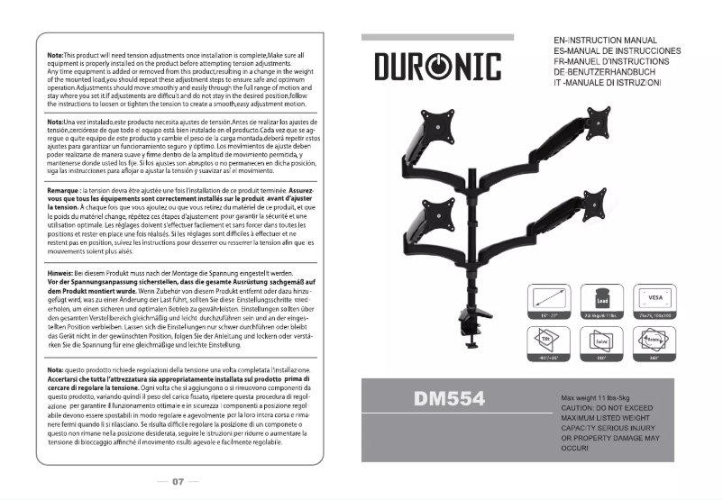Page 1 de la notice Manuel utilisateur Duronic DM554