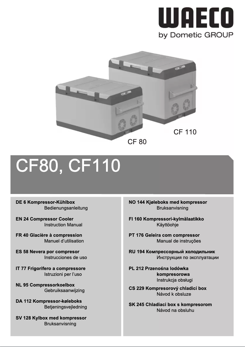 Page 1 de la notice Manuel utilisateur Waeco CF80