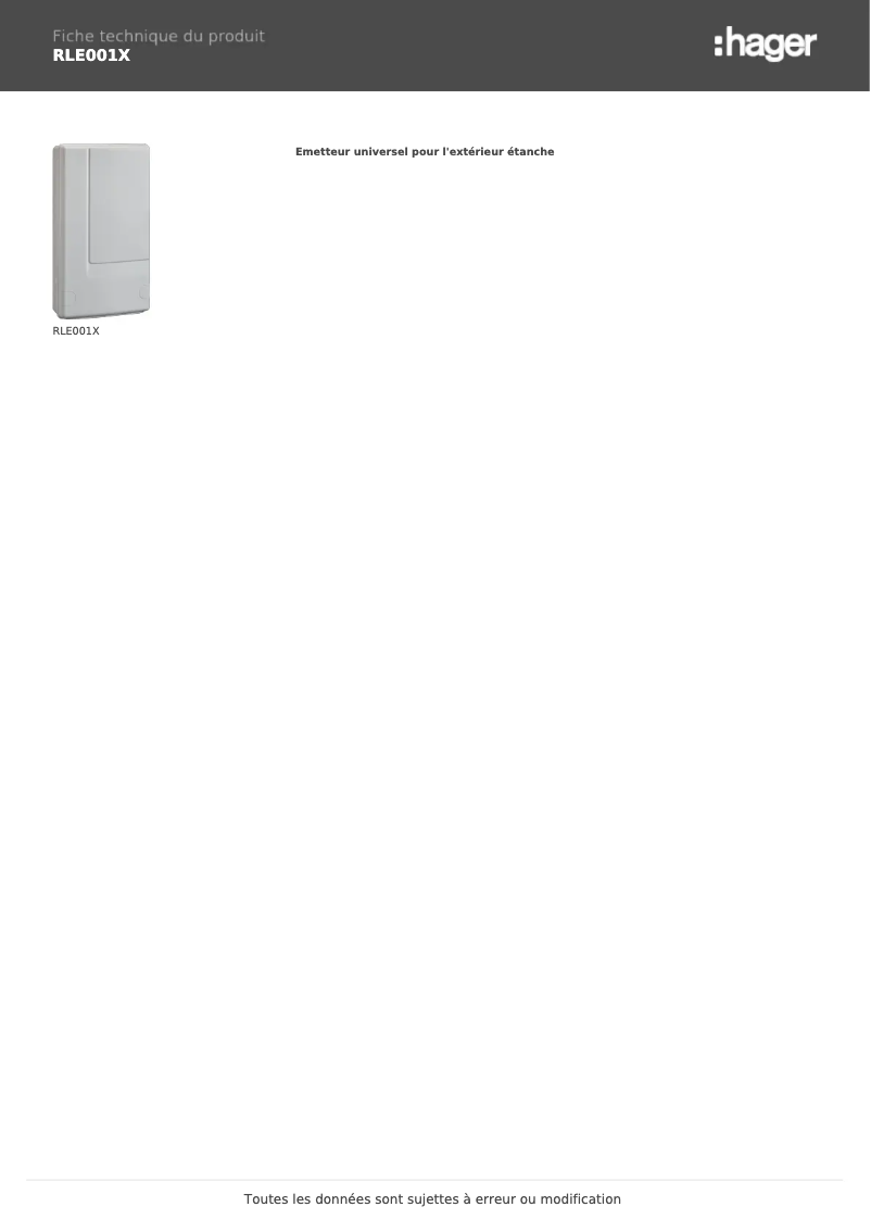 Image de la première page du manuel de l'appareil RLE001X