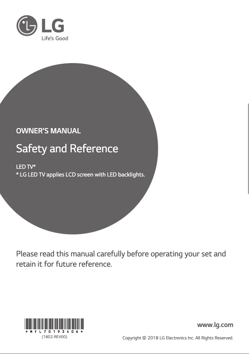 Page 1 de la notice Manuel utilisateur LG 55UK6300YVB