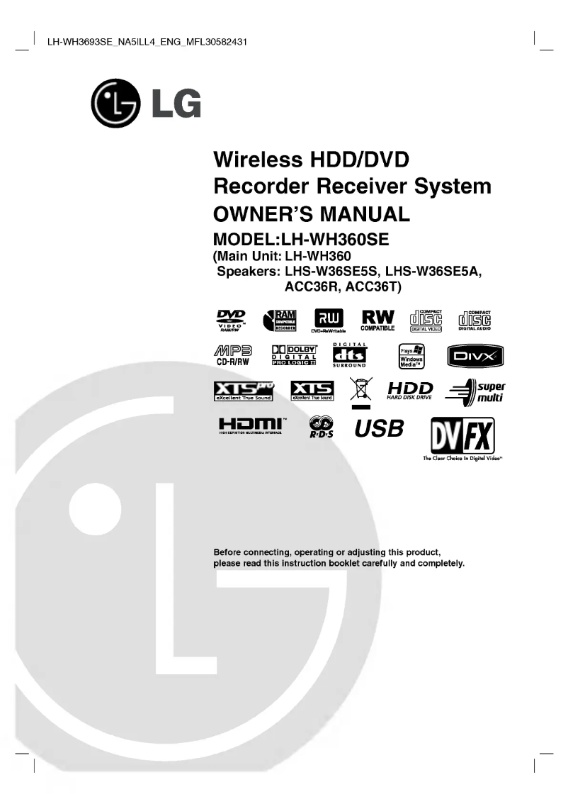 Page n°1 - Manuel utilisateur LG LH-WH3693SE