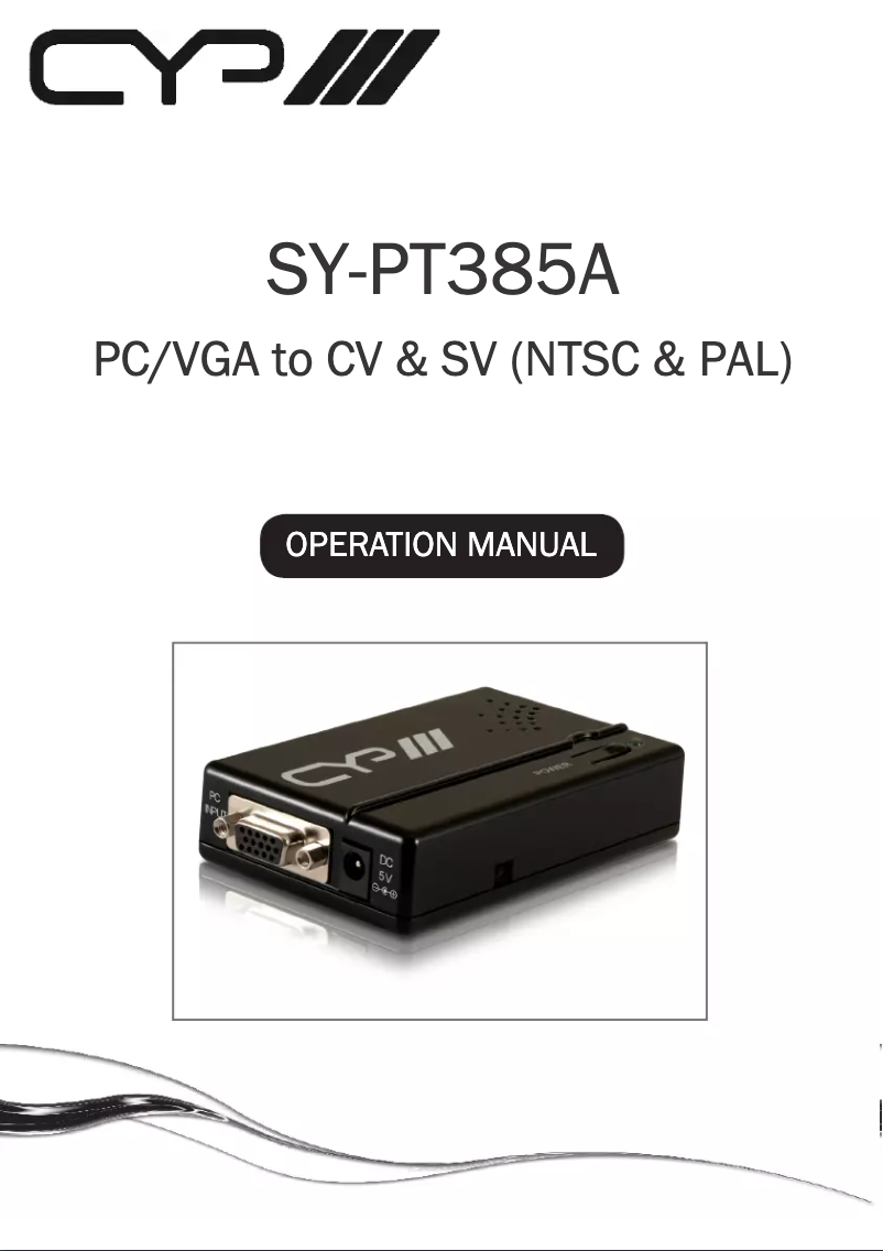 Image de la première page du manuel de l'appareil SY-PT385A