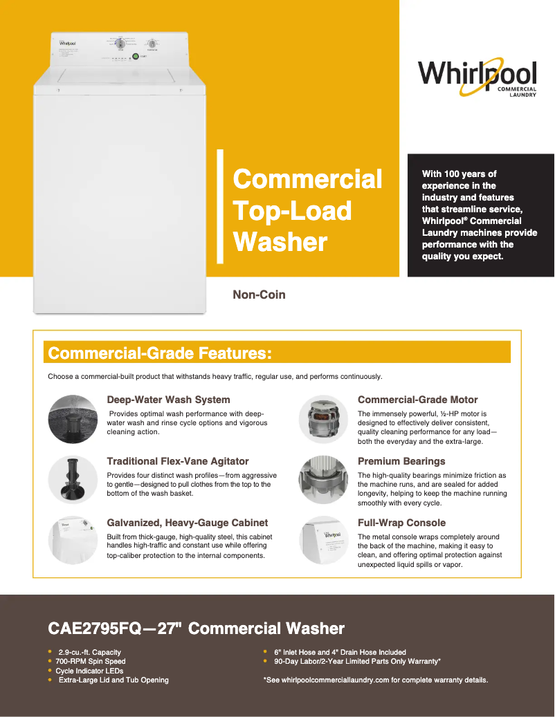 Page n°1 - Fiche technique Whirlpool CAE2795FQ