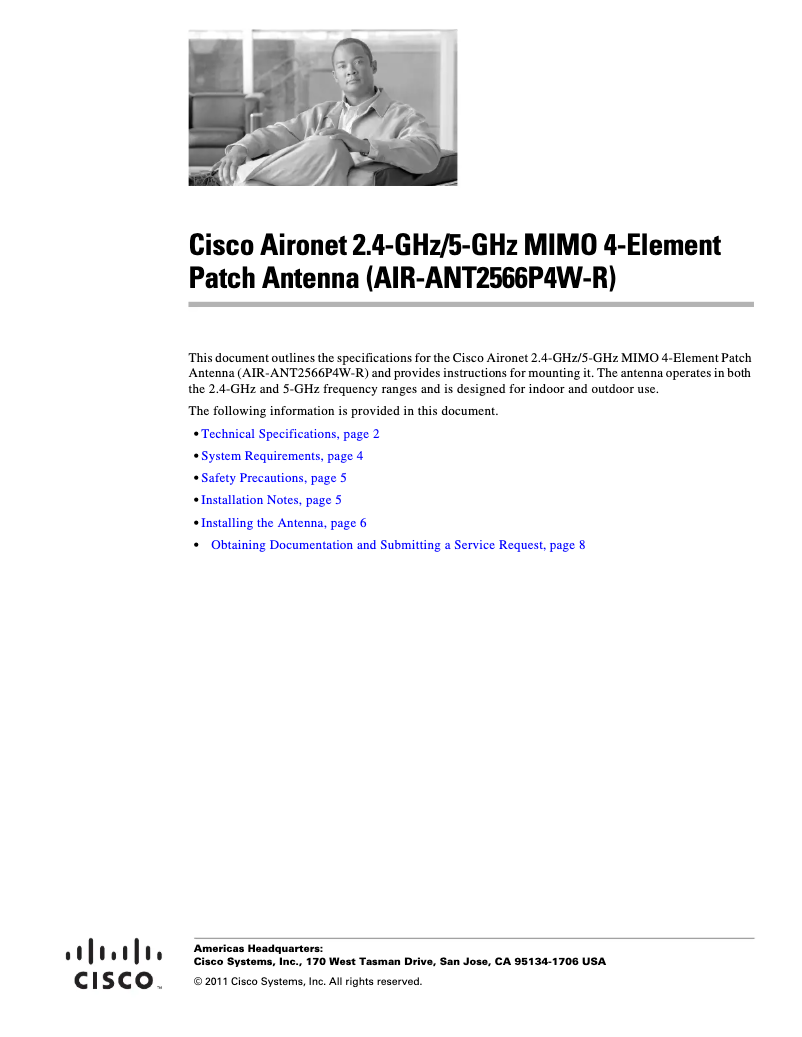 Page 1 de la notice Manuel utilisateur Cisco AIR-ANT2566P4W-R=