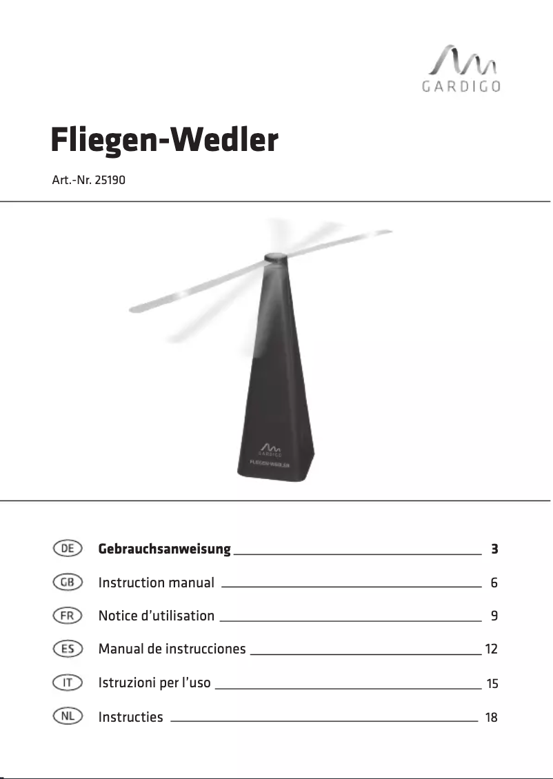 Page n°1 - Manuel utilisateur Gardigo 25190