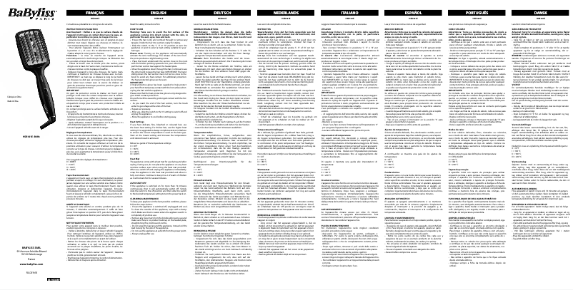 Page 1 de la notice Manuel utilisateur BaByliss HSB101E