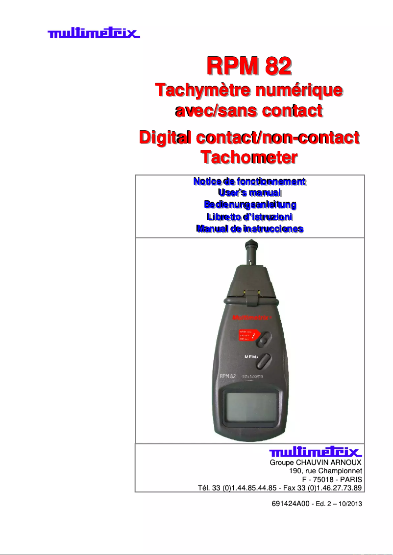 Image de la première page du manuel de l'appareil RPM82