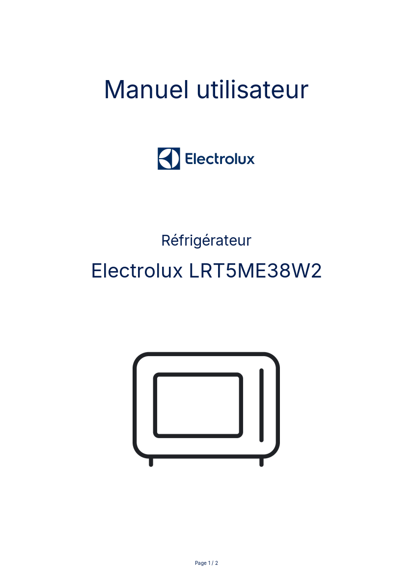 Page n°1 - Manuel utilisateur Electrolux LRT5ME38W2
