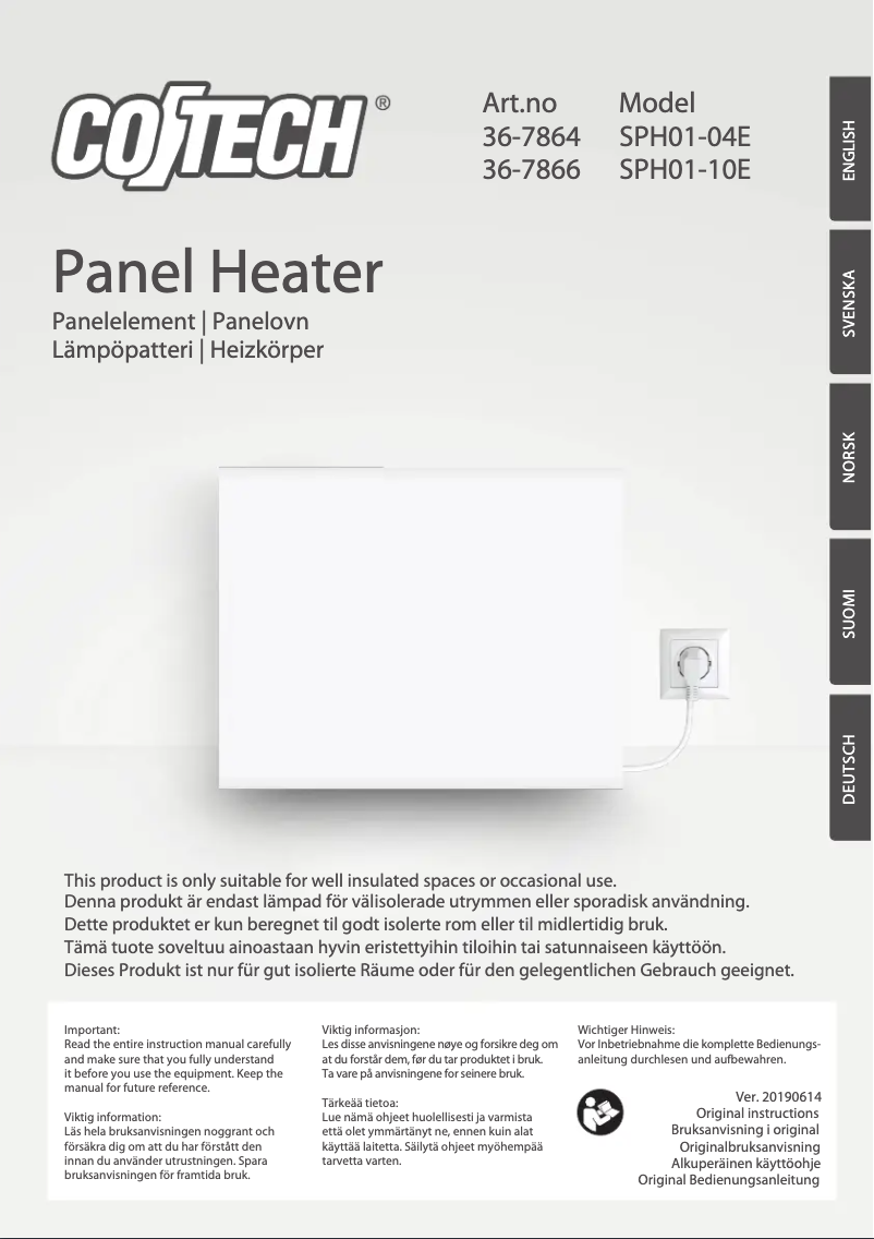 Page 1 de la notice Manuel utilisateur Cotech SPH01-04E